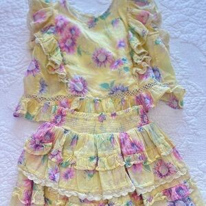 LoveShackFancy Yellow Floral Skirt